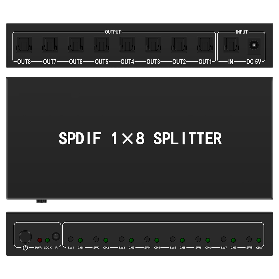 Optical Audio Splitter,1 in 8  - Audio Home Cinema recension och pris