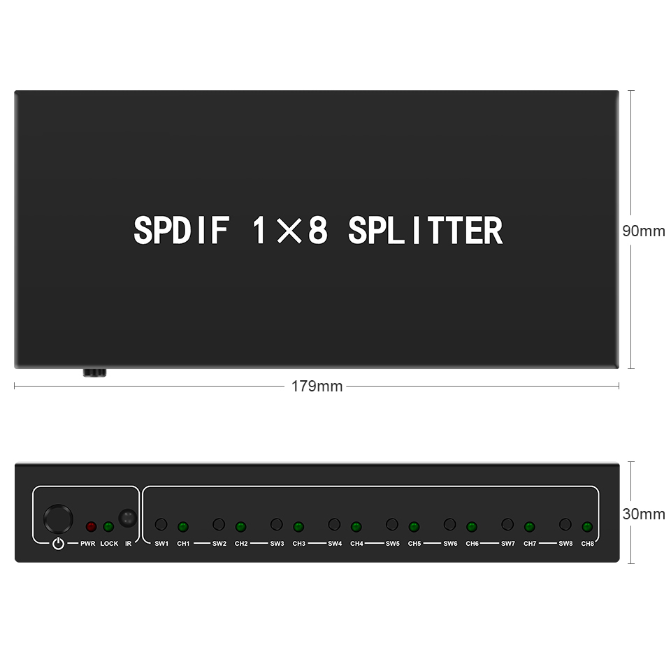 Optical Audio Splitter,1 in 8  - Audio Home Cinema recension och pris