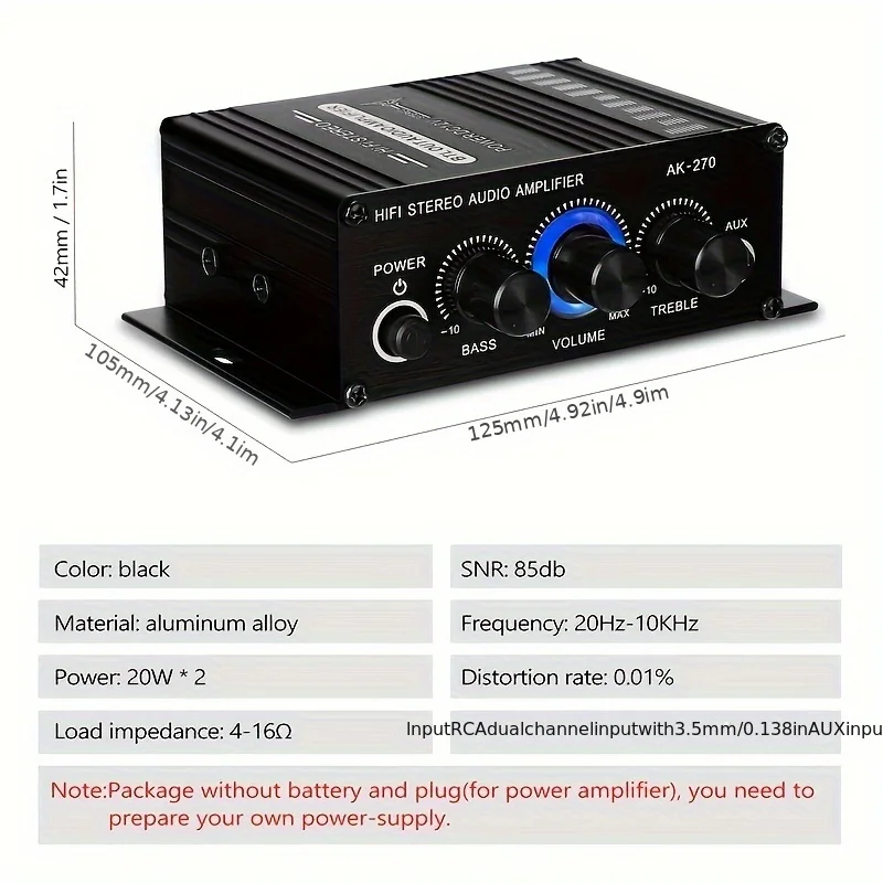 AK-270 400W Mini Power Amplifi - Audio Home Cinema recension och pris